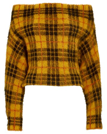 Monse Off-the-Shoulder Tartan Sweater | INTERMIX®