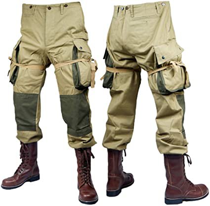 WW2 US Army Uniform Air Force Paratroopers Troops Pants Tactical Outdoor Pants (32) Khaki: Clothing