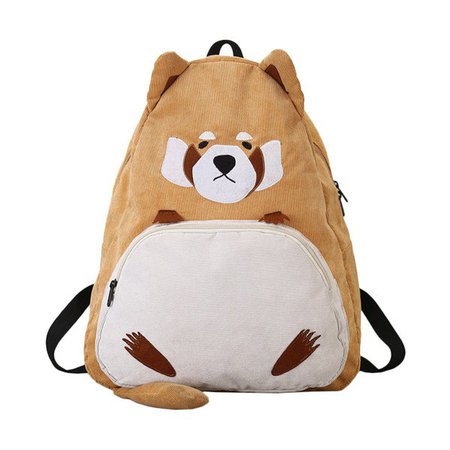cute/adorable brown racoon backpack with ears/tail