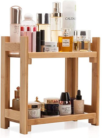 Amazon.com: GOBAM Cosmetic Organizer and Storage Shelf Multi-Function Large Makeup Organizer Holder, No Screw Needed and Assemble Easily for Mom or Wife, Natural Bamboo: Home & Kitchen