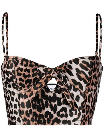 GANNI Leopard Print Bikini Top - Farfetch