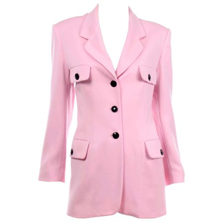 Vintage Escada Margaretha Ley Pink Longline Blazer Jacket For Sale at 1stDibs
