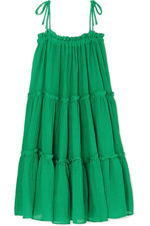 Lisa Marie Fernandez | Ruffled tiered linen-blend dress | NET-A-PORTER.COM