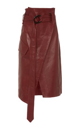 Petar Petrov Asymmetric Leather Wrap Skirt Size: 36