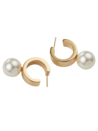 Shop Simone Rocha pearl-embellished hoop earrings with Express Delivery - FARFETCH