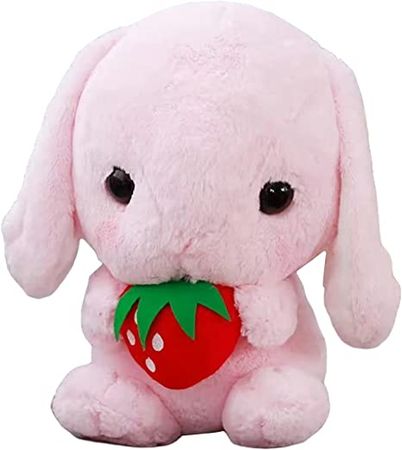 Amazon.com: HOUPU Soft Toy - Sitting Lop Eared Rabbit, Easter White Rabbit Stuffed Bunny Animal with Carrot Soft Lovely Realistic Long-Eared Standing Pink Plush Toys (Pink-Strawberry,8.6in/22cm) : Toys & Games