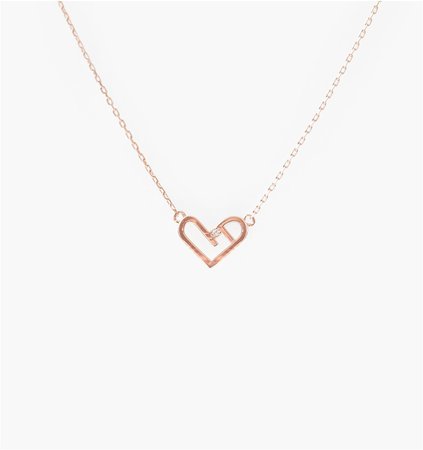925 Line Heart Cubic Necklace (Pink)