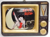 BETTY BOOP TV TIN TOTE, BLOWING KISSES, CURLY ANTENNA H