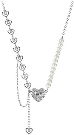 Buy Trendy Y2k Necklaces Punk Pearl Chunky Link Chain Heart Pendant Aesthetic Necklace With Charm Preppy Cool Girl Jewelry Stainless Steel For Women Valentine'S Day Present Online in Hungary. B09CGSMTNW