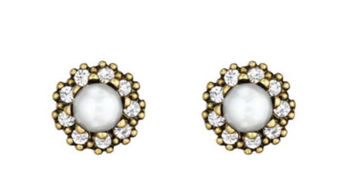 heirloom pearl + pave stud earrings