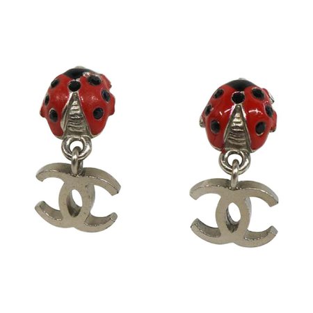 CHANEL coco mark Swing Ladybug metal Womens Earrings For Sale at 1stdibs