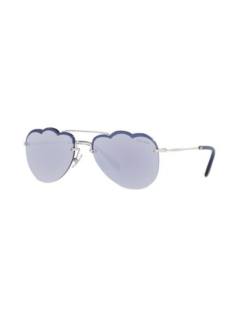 Miu Miu Eyewear Cloud Aviator Style Sunglasses MU56US1BC178 Blue | Farfetch