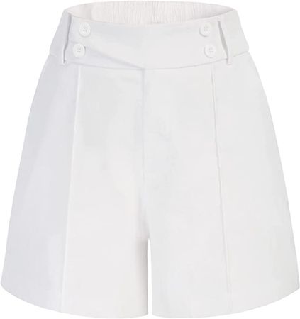 Belle Poque Women Summer Linen Shorts Elastic High Waisted Shorts with Pockets at Amazon Women’s Clothing store