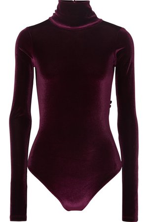 Alix | Sylvan open-back velvet turtleneck thong bodysuit | NET-A-PORTER.COM