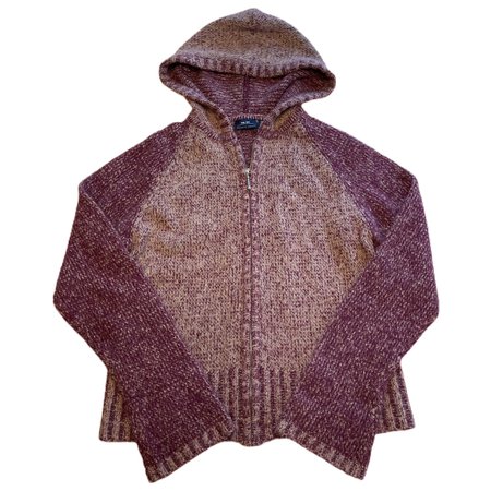 brown knit fairy zip up hoodie