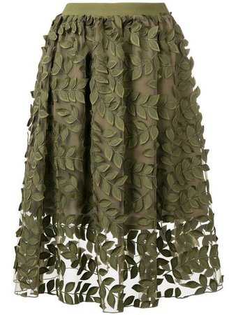 Steffen Schraut leaf embroidered skirt