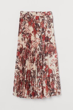 Pleated Skirt - Light beige/floral - Ladies | H&M US