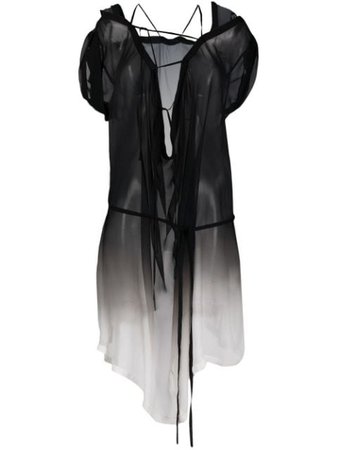 Ann Demeulemeester gradient effect sheer dress black 21012212106099 - Farfetch
