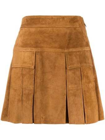 Prada A-Line Suede Mini-Skirt 51758054 Brown | Farfetch