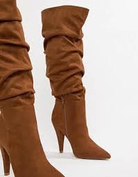 Brown Long Boots - Chunky Heel