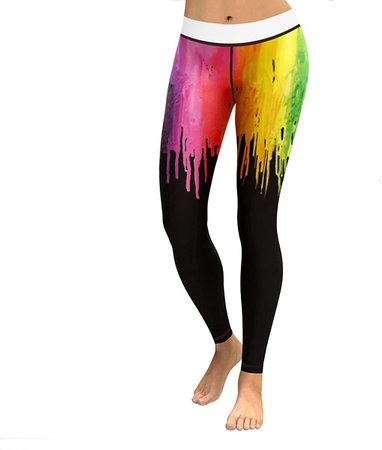 Amazon.com: Women's Sugar Skull Print Yoga Workout Running Gym Leggings Skinny Tights Active Yoga Pants (XL, Rainbow Painting 001): Clothing
