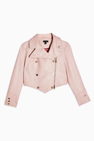 IDOL Pink Double Breasted Faux Leather Jacket | Topshop