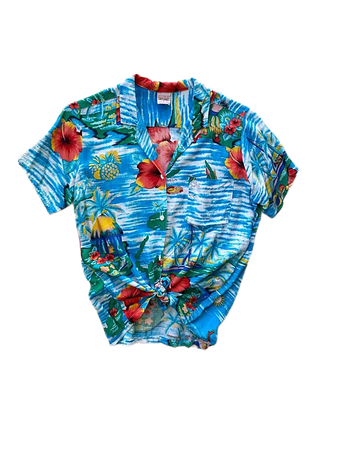blue Hawaiian shirts top