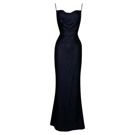 S/S 1998 Christian Dior John Galliano Black Glitter Mermaid Maxi Dress For Sale at 1stDibs