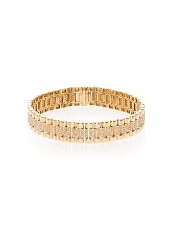 SHAY 18kt Yellow Gold Partial Pavé Diamond Link Bracelet
