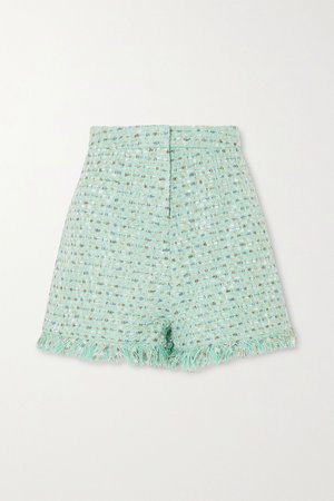 Mint Frayed metallic tweed shorts | Ralph & Russo | NET-A-PORTER