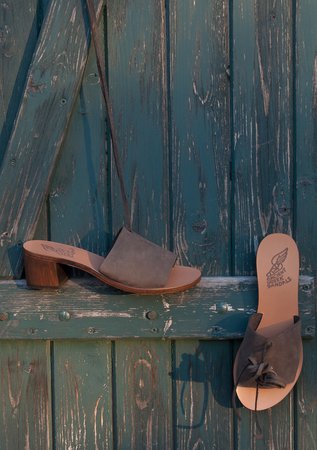 Ancient Greek Sandals Christina Block Nubuck Sandals - Khaki | Garmentory