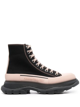 Shop black & pink Alexander McQueen Tread Slick ankle boots with Express Delivery - Farfetch