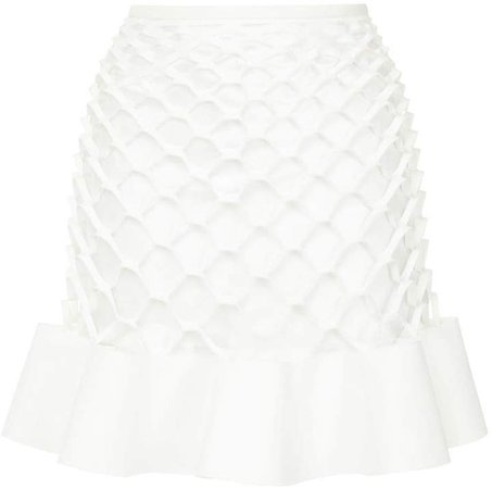 honeycomb ruffle mini skirt