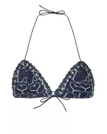 Ludovic de Saint Sernin Lace-up Denim Bikini Top in Blue | Lyst