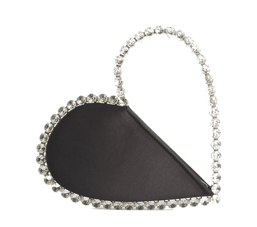 Heart embellished satin clutch bag
