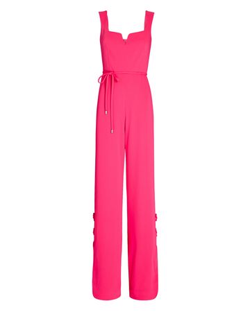Alexis Zila Belted Crepe Jumpsuit In Red | INTERMIX®