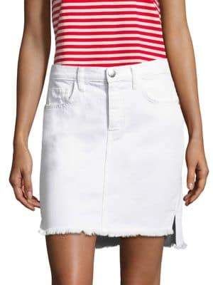 Women's High-Waist Denim Mini Skirt - White - Size 24 (0)