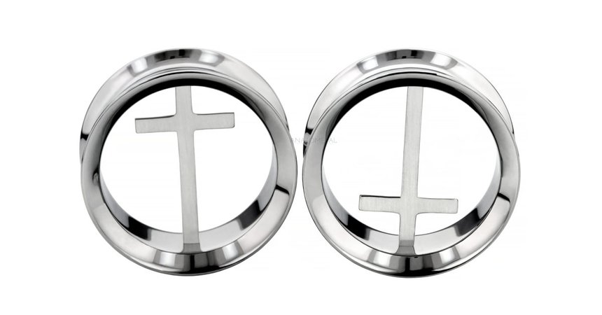 *clipped by @luci-her* Inverted Cross Eyelets Silver Gauges