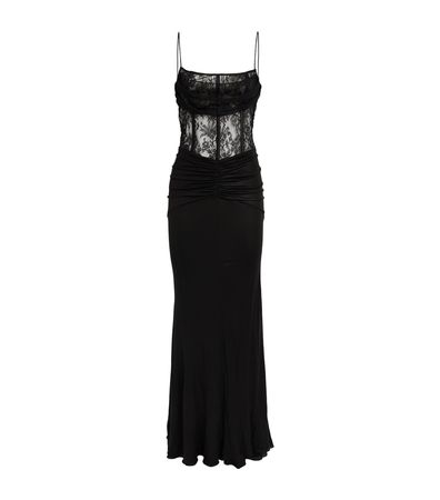 Womens Alessandra Rich black Lace-Trim Maxi Dress | Harrods # {CountryCode}