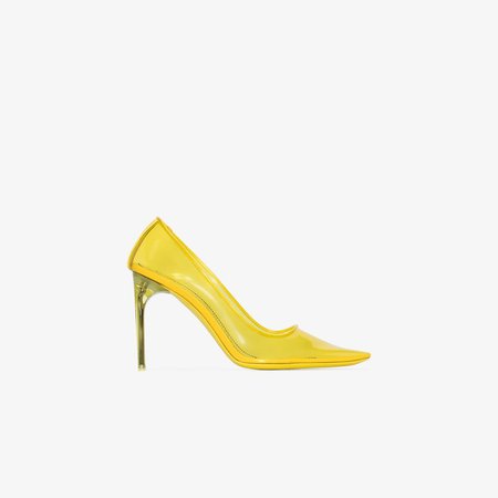 yellow 100 PVC leather pumps
