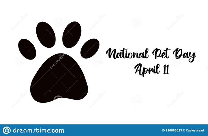 National Pet Day On April 11 - Text Calligraphic Lettering. Dog Or Cat Pet Paw Flat Icon Silhouette. Isolated Vector Illustration Stock Vector - Illustration of labrador, black: 210883623