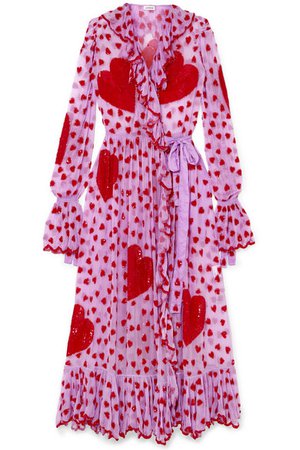 Ashish | Ruffled embellished chiffon wrap maxi dress | NET-A-PORTER.COM