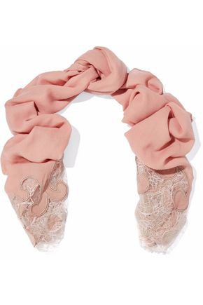 Embroidered lace-trimmed wool and cashmere-blend scarf | EMILIO PUCCI | Sale up to 70% off | THE OUTNET