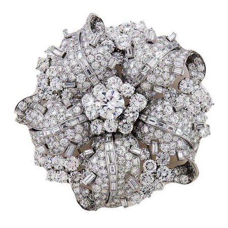 Bulgari Diamond Platinum Brooch For Sale at 1stdibs