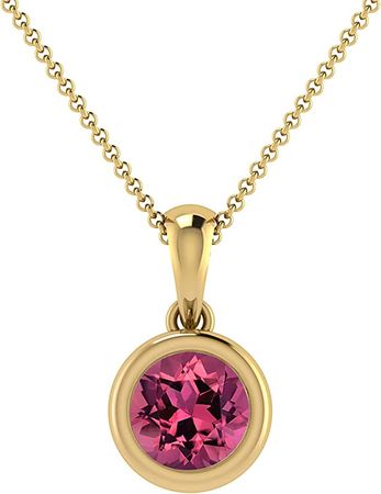 Amazon.com: mirahi by chordia jewels Dainty Tourmaline Pendant Necklace, 14k Yellow Gold Bezel Set Solitaire Pendant (Free Silver Chain) : Clothing, Shoes & Jewelry