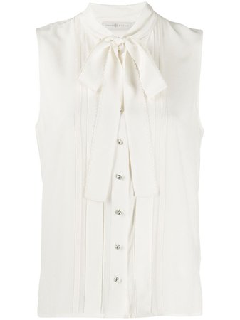 Shop Tory Burch sleeveless bow blouse with Express Delivery - FARFETCH