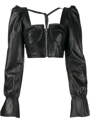 black leather corset top