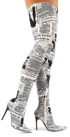 Newspaper Over The Knee Heeled Boots