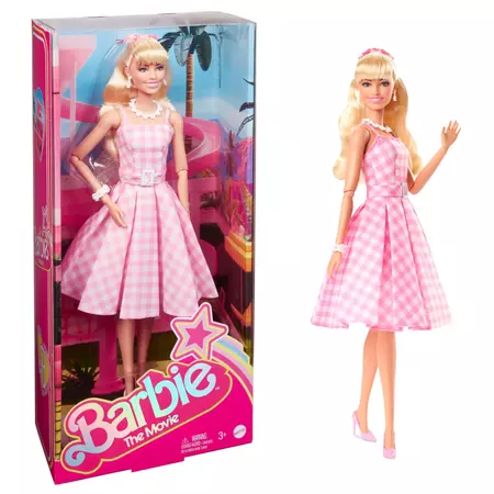 Συλλεκτική Κούκλα ​Barbie, Margot Robbie στον Ρόλο της Barbie, με Ροζ Καρό Φόρεμα | HPJ96 | MATTEL