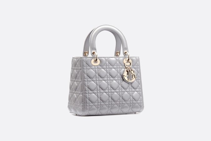 Lady Dior Bag Gray Beaded Cannage Lambskin - Bags - Women's Fashion | DIOR
